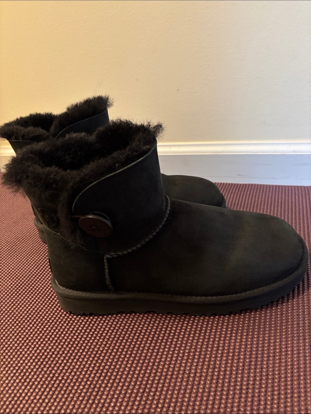 UGG Black Mini Button Suede Boots